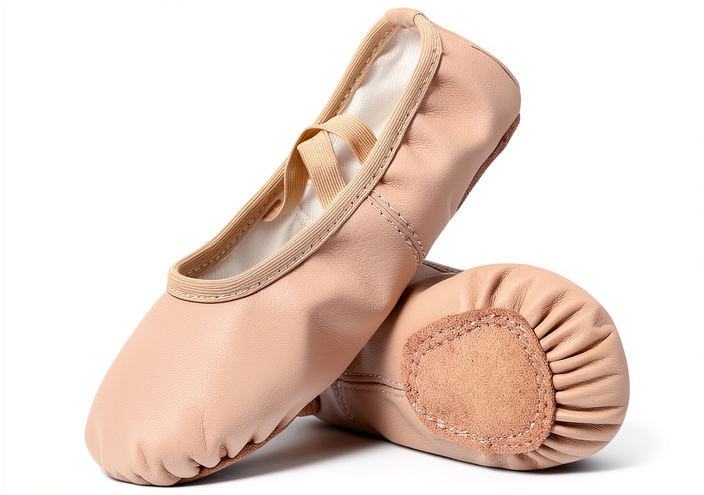 Dynadans ballet shoes in black and pink colors on a dance studio floor