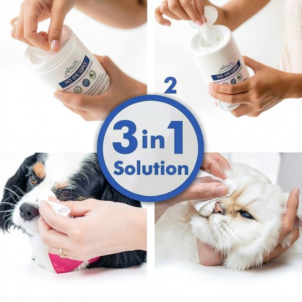 Arava Pet Eye Wipes Gentle Tear Stain Prevention Dogs Cats-5