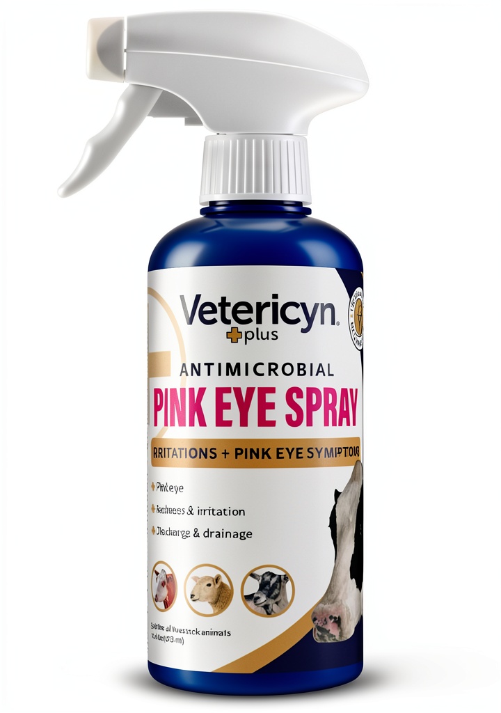 Applying Vetericyn Pink Eye Spray to a cow's eye