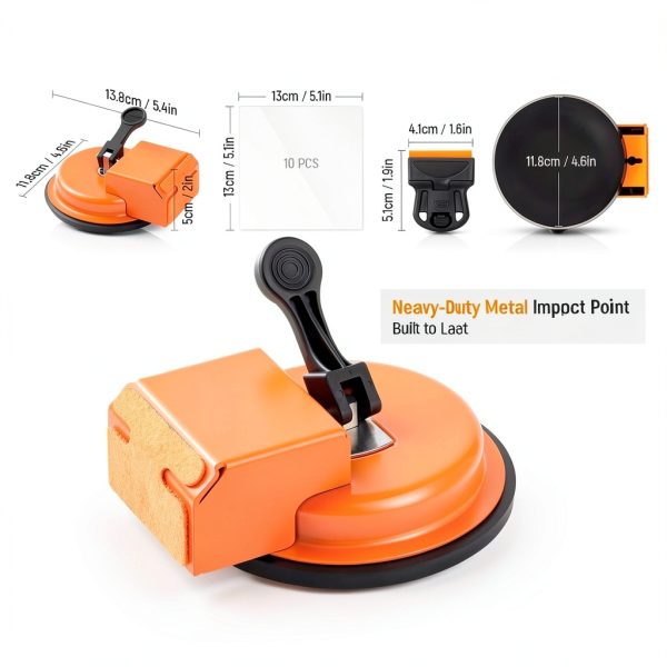 Heavy Duty Floor Gap Fixer Tool PZTO Suction Cup 10 Sticky Pads Orange-3